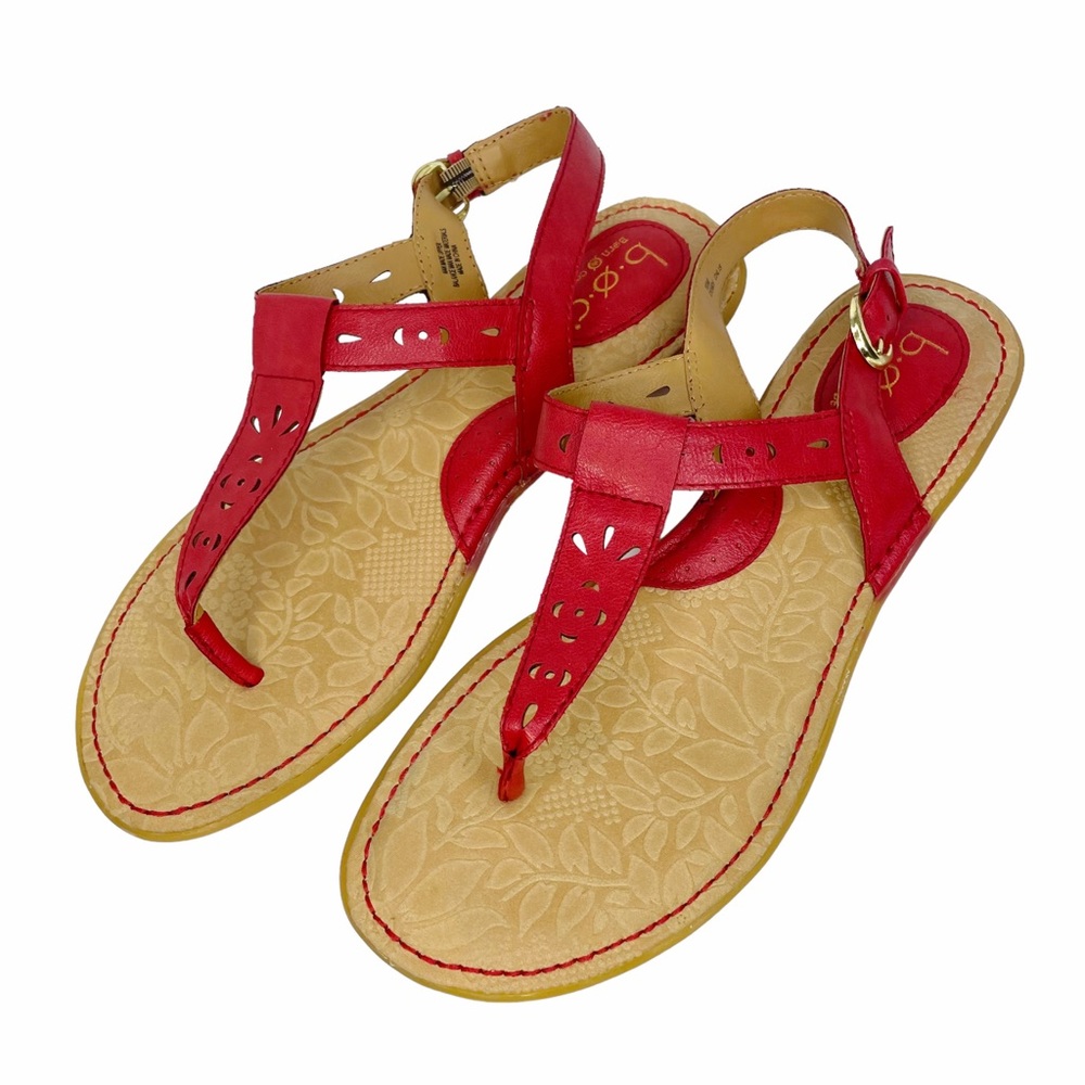 BORN Concept Clearwater Flat Sandals Adjustable Buckle Red Women's Size 10M